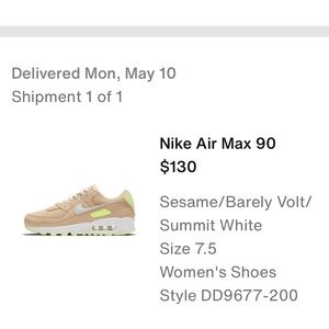 SOLD Womens Nike air max 90 size 7.5 - good condition worn ~5 times. Rare color!